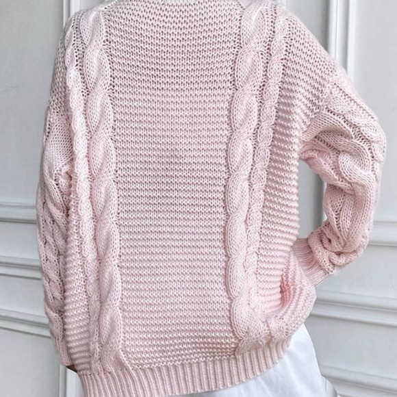 Pink Cable Knit Drop Shoulder Duster Cardigan - Picture 3 of 9